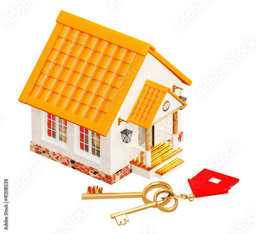 Illustration: House and two gold keys House and two gold keys