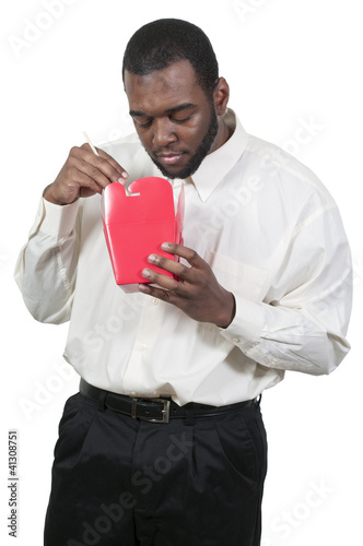 Photo: Man Eating Asian Food Man Eating Asian Food