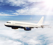 Big jet plane flying above clouds