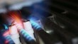 gas flames in a heating installation