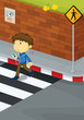 Boy crossing road Boy crossing road