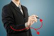 businessman hand drawing chart red arrow businessman hand drawing chart red arrow