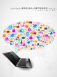Social network, communication in the global networks showing wit