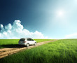 ground road and blurred car