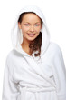 Young beautiful happy woman in bathrobe Young beautiful happy woman in bathrobe