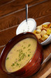 Chicken creamy soup with croutons Chicken creamy soup with croutons