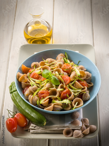 Photo: wheatmeal oriecchiette with julienne zucchinis and tomatoes wheatmeal oriecchiette with julienne zucchinis and tomatoes