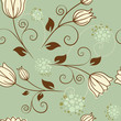 seamless pattern with flowers on a green background