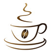 Vector: Symbolic cup of coffe with coffe seed Symbolic cup of coffe with coffe seed