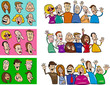 big set of happy people