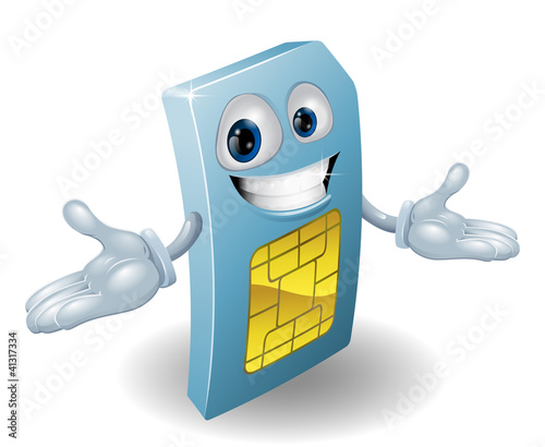 Vector: Mobile phone sim card mascot Mobile phone sim card mascot
