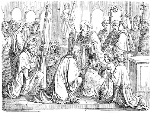 Vektor: Saint Remigius baptizes Clovis I Saint Remigius baptizes Clovis I