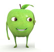 Cute green apple holding a blank paper Cute green apple holding a blank paper