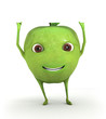 Cute green apple holding a blank paper Cute green apple holding a blank paper