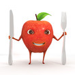 Apple holding a knife and a fork Apple holding a knife and a fork