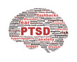 PTSD symbol with a brain outline isolated on white