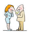 Ilustración: A couple marvels a bent shape of banana. A couple marvels a bent shape of banana.