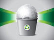 Modern trash bucket with crumpled paper
