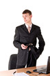 man in formal wear thinking, workplace, isolated on white man in formal wear thinking, workplace, isolated on white