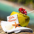 Caribbean paradise beach coconuts cocktail