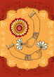 India woman hands and lotus background