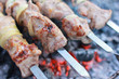 Kebabs grilled meat on metal skewers