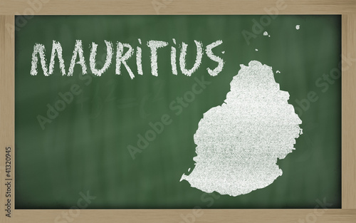 Illustration: outline map of mauritius on blackboard outline map of mauritius on blackboard
