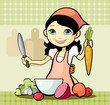 Girl prepares a meal