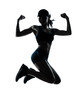 Photo: woman runner jogger jumping powerful woman runner jogger jumping powerful