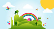 Happy spring time landscape illustration background