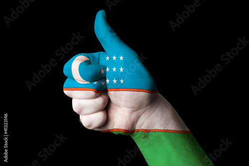 Photo: uzbekistan national flag thumb up gesture for excellence and ach uzbekistan national flag thumb up gesture for excellence and ach