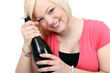 Sektflasche halten