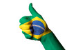 brazil national flag thumb up gesture for excellence and achieve