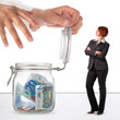 Woman protecting her savings