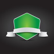 Green shield vector ribbon on black background Green shield vector ribbon on black background