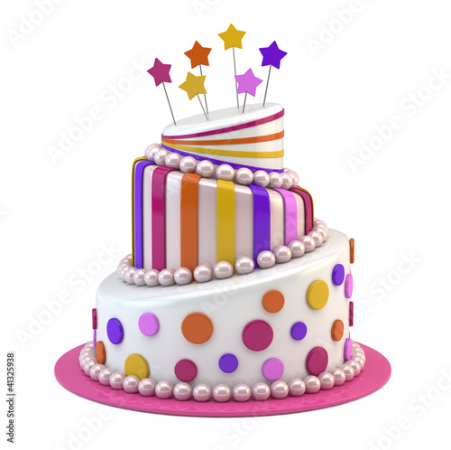 Illustration: Big holiday cake isolated on white Big holiday cake isolated on white