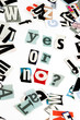 Yes or no inscription made with cut out letters