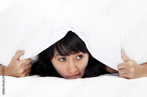 Photo: Scared Asian Woman Hiding Scared Asian Woman Hiding