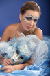 Photo: Romantic Beauty in blue with Carnival mask Romantic Beauty in blue with Carnival mask