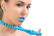 young beautiful woman with blue lips