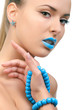 young beautiful woman with blue lips