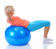 Young woman with blue ball Young woman with blue ball
