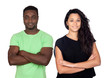 Brunette woman and attractive african men Brunette woman and attractive african men
