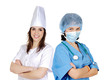 Pretty cook woman and attractive doctor