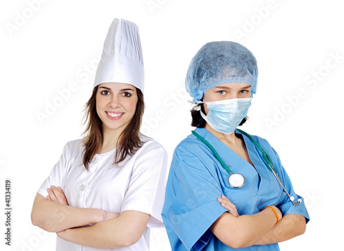 Photo: Pretty cook woman and attractive doctor Pretty cook woman and attractive doctor