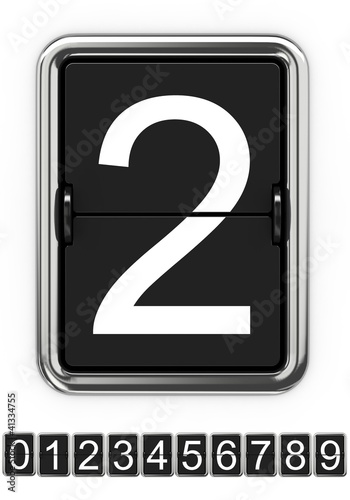 Illustration: Mechanical Scoreboard Numbers Isolated on White Mechanical Scoreboard Numbers Isolated on White