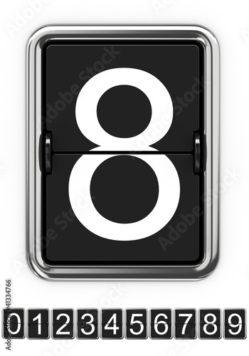 Illustration: Mechanical Scoreboard Numbers Isolated on White Mechanical Scoreboard Numbers Isolated on White