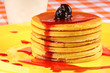 Pancakes with syrup and sour cherries Pancakes with syrup and sour cherries