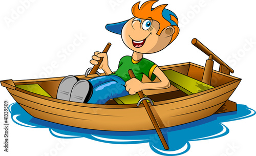 Vector: boy and boat boy and boat