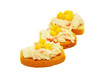 Three spicy toasts with surimi salad